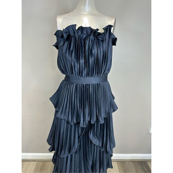AMUR Janey Tiered Shell High-Low Gown in Navy Size US12 $648 - Picture 7 of 12